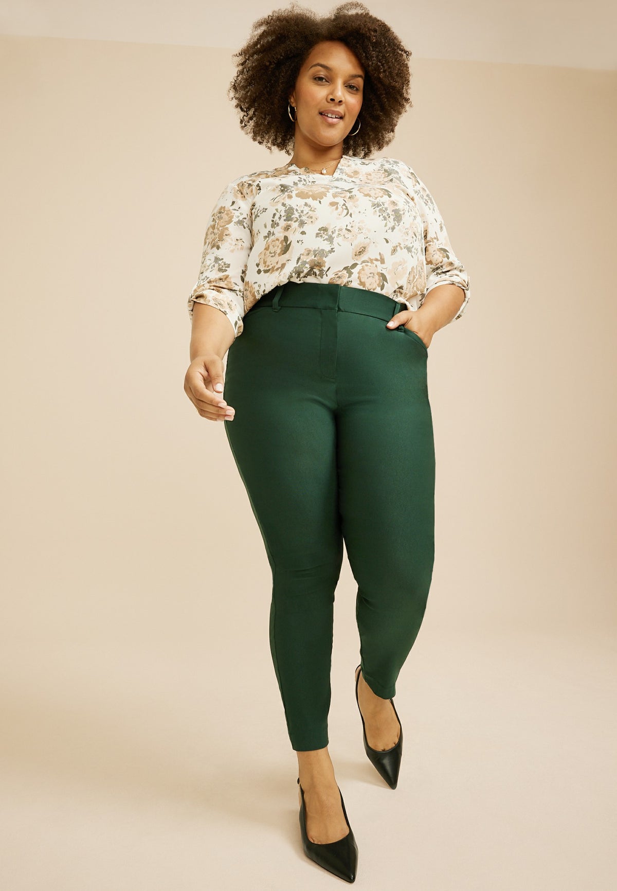 Plus Size High Rise Bengaline Sateen Skinny Pants