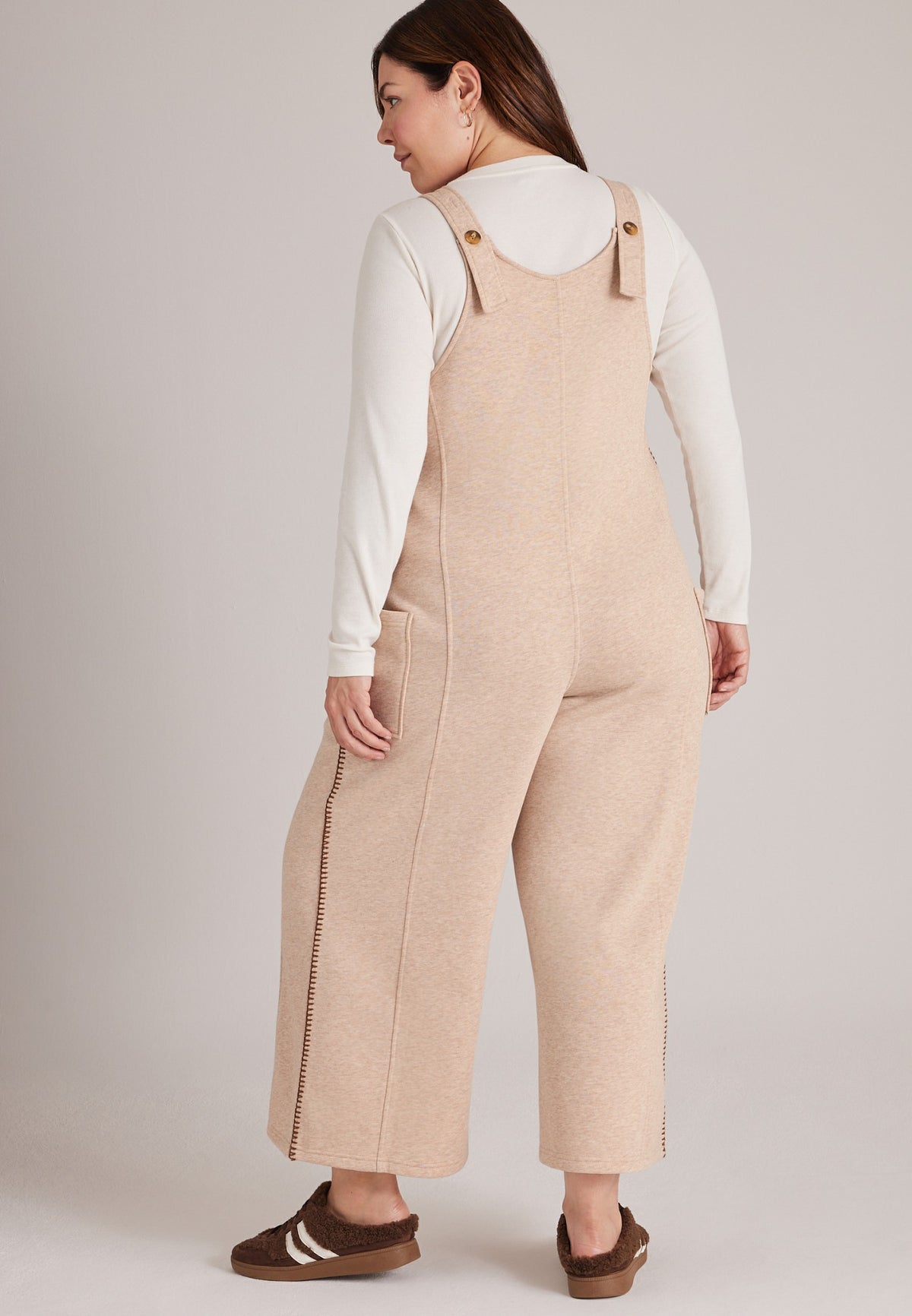 Plus Size Bare Whipstitch Fleece Jumpsuit