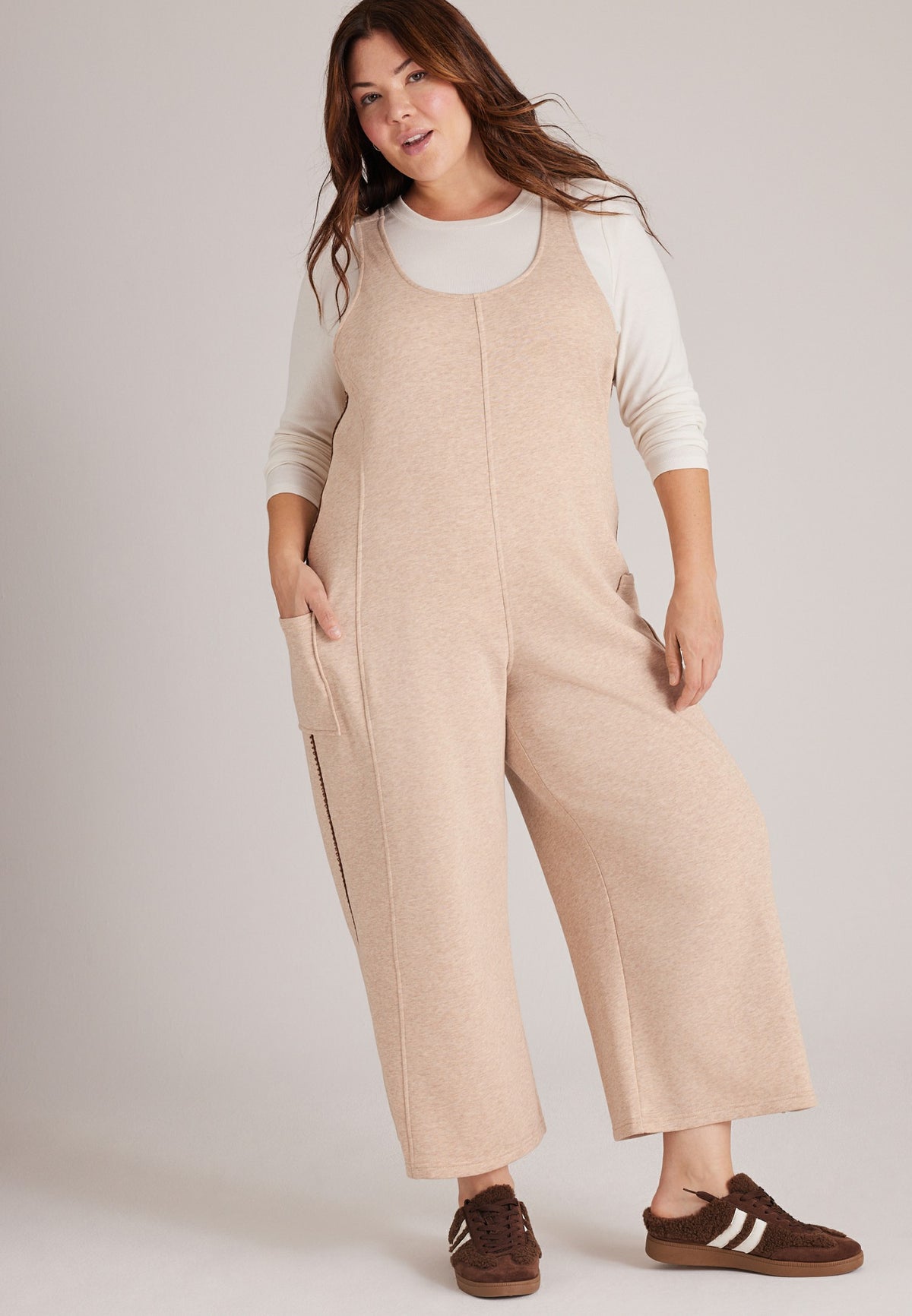 Plus Size Bare Whipstitch Fleece Jumpsuit