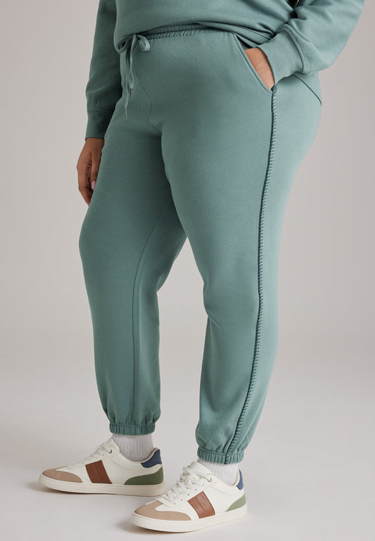 Plus Size High Rise Whipstitch Jogger Pants