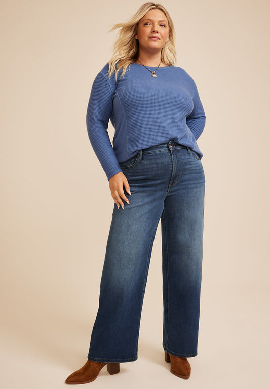 Plus Size m jeans by maurices™ Ultra High Rise Dark Wide Leg Jeans