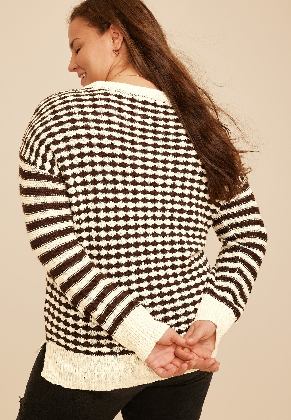 Plus Size Multi Dot Stripe Sweater