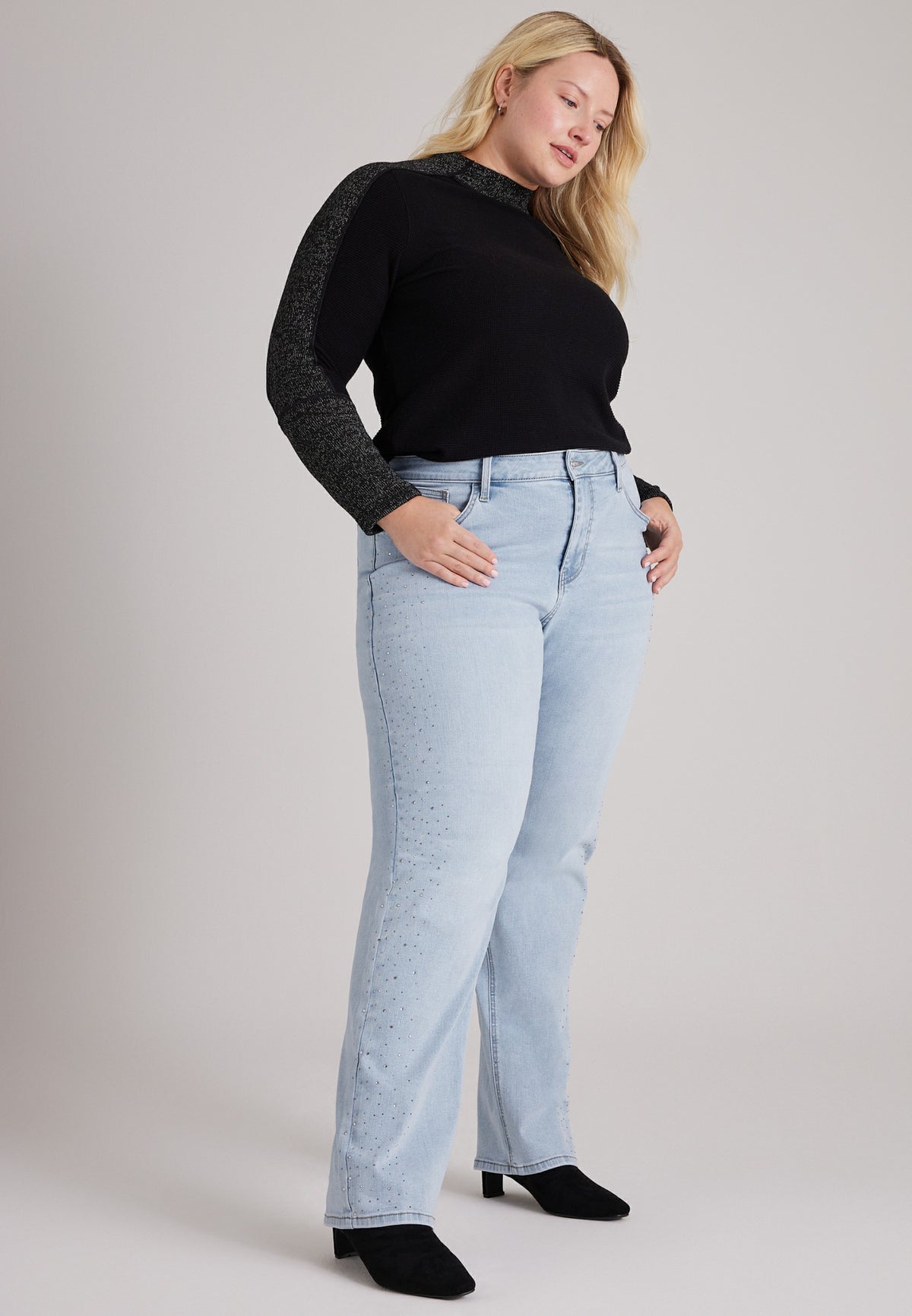 Plus Size m jeans by maurices™ High Rise Sparkle Relaxed Straight Jeans