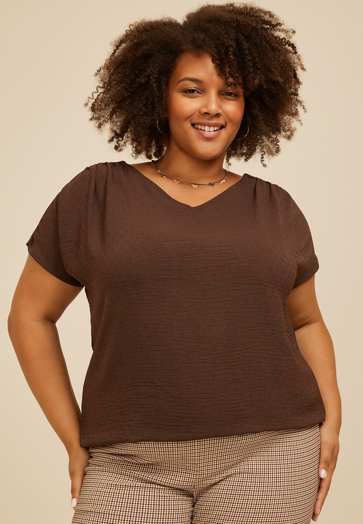 Plus Size Dolman Short Sleeve Blouse