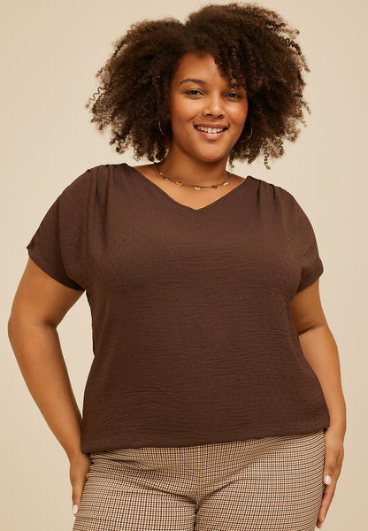 Plus Size Dolman Short Sleeve Blouse
