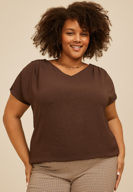 Plus Size Dolman Short Sleeve Blouse