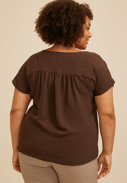 Plus Size Dolman Short Sleeve Blouse