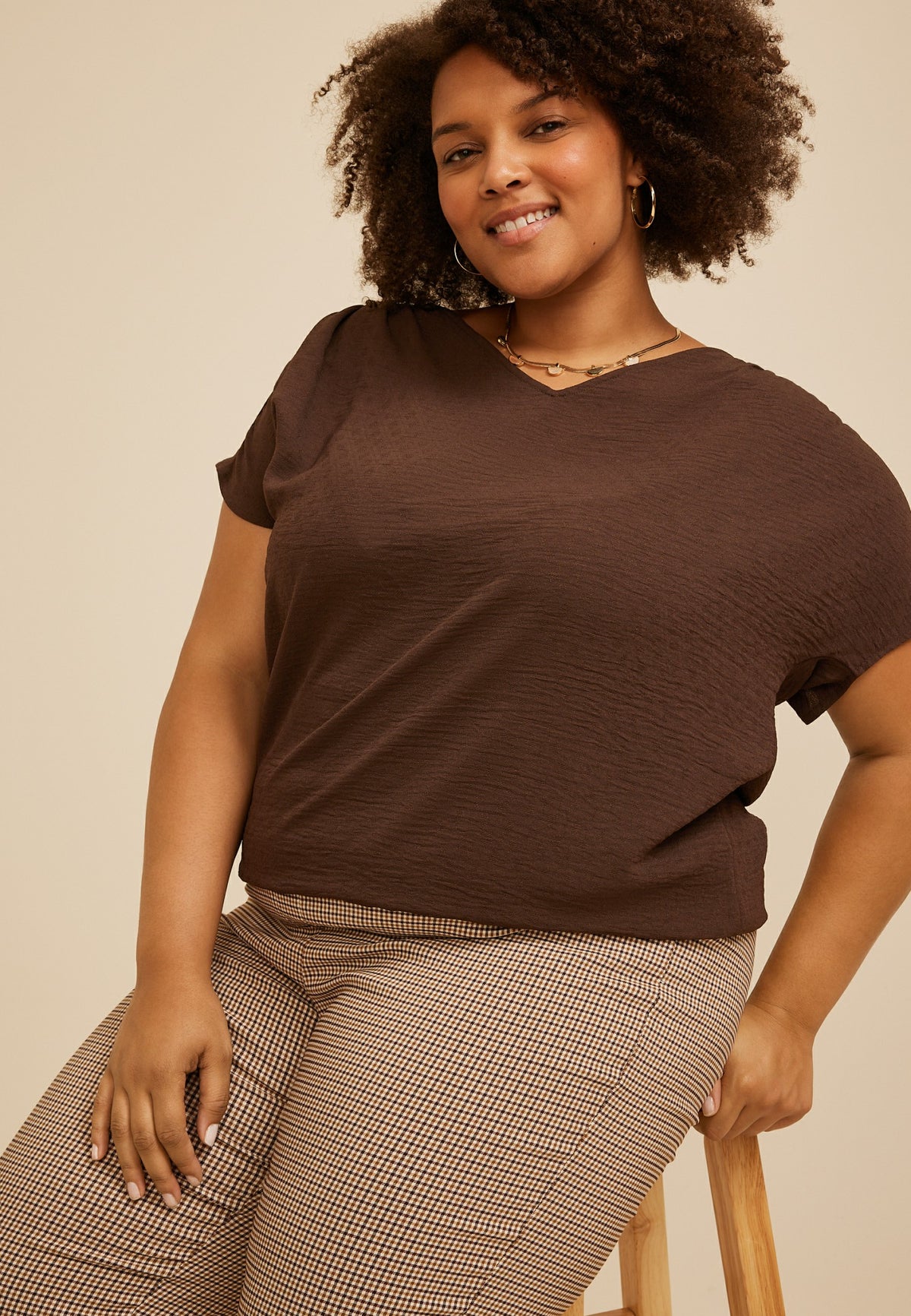 Plus Size Dolman Short Sleeve Blouse