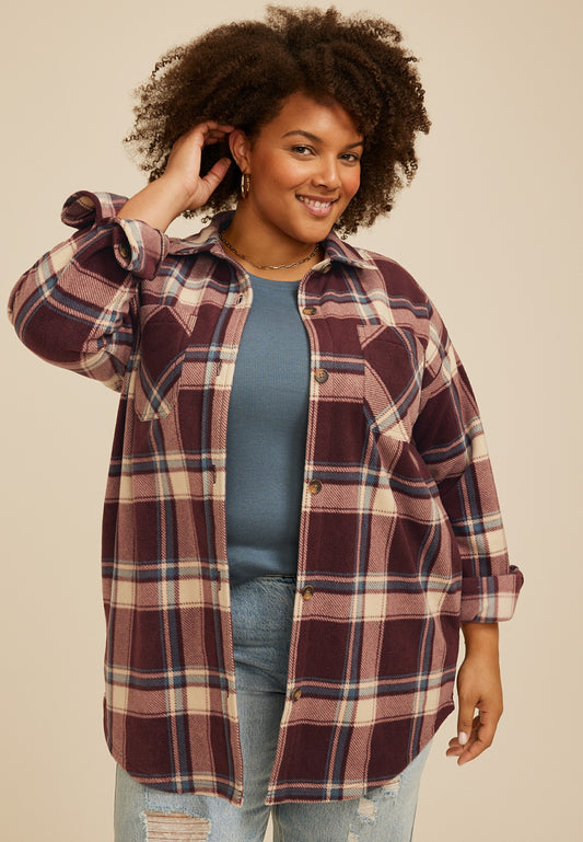 Plus Size Wilder Plaid Fleece Shacket