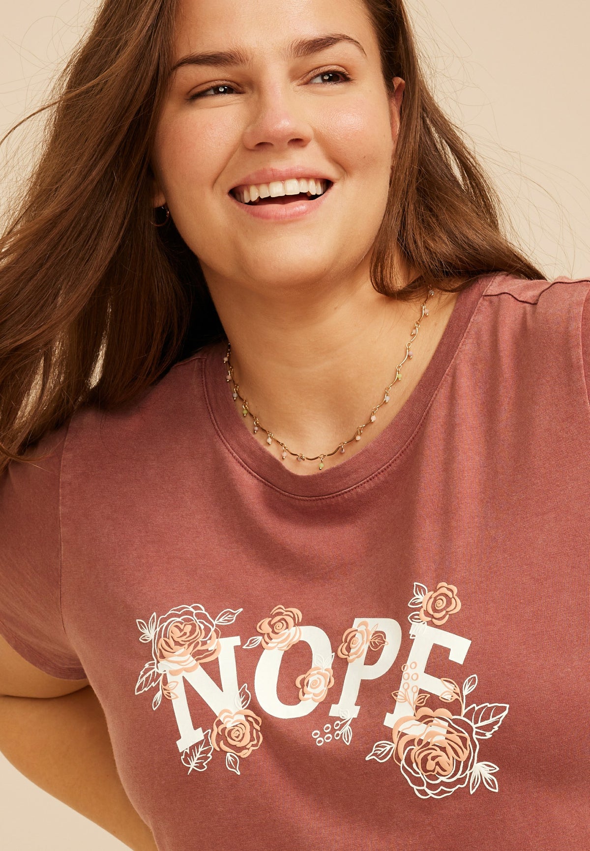 Plus Size Nope Floral Classic Fit Graphic Tee