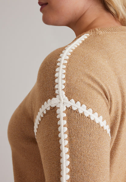 Plus Size Contrast Stitch Sleeve Sweater