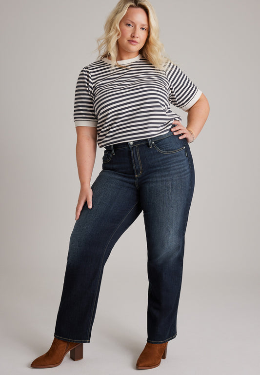 Plus Size Silver Jeans Co.® Avery Curvy High Rise Thick Stitch Relaxed Straight Jean