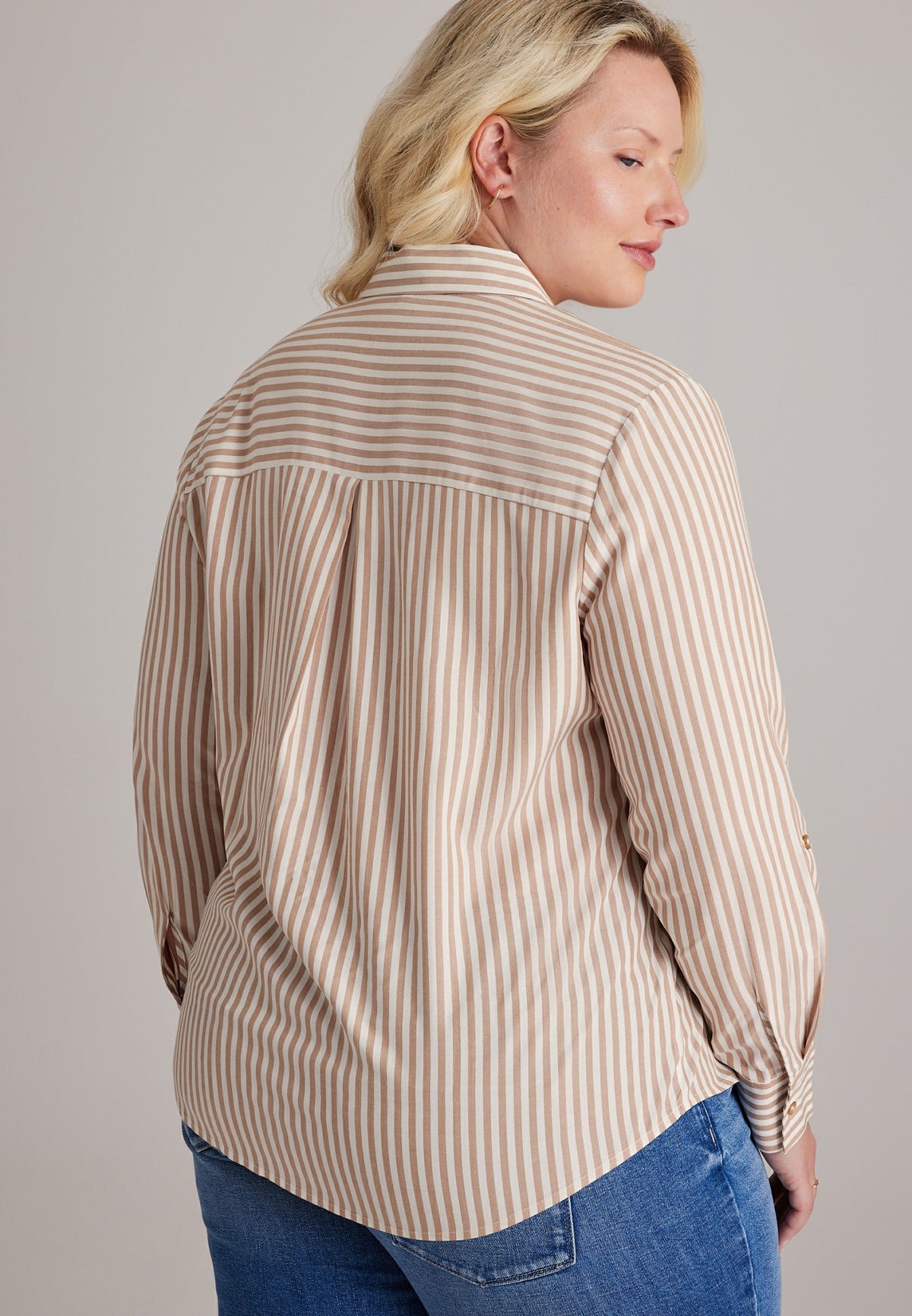 Plus Size Striped Button Down Shirt