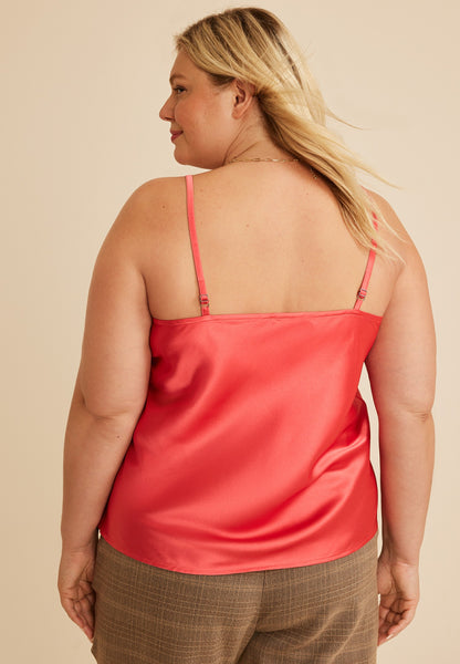 Plus Size Satin V Neck Cami Tank Top