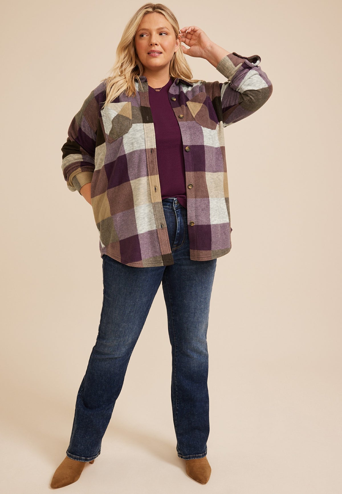 Plus Size Wilder Plaid Fleece Shacket