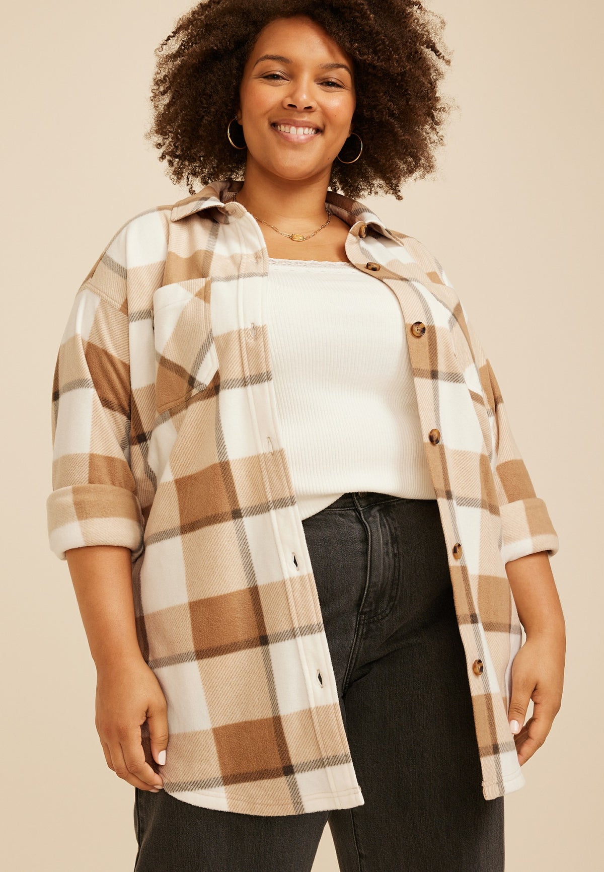 Plus Size Wilder Plaid Fleece Shacket
