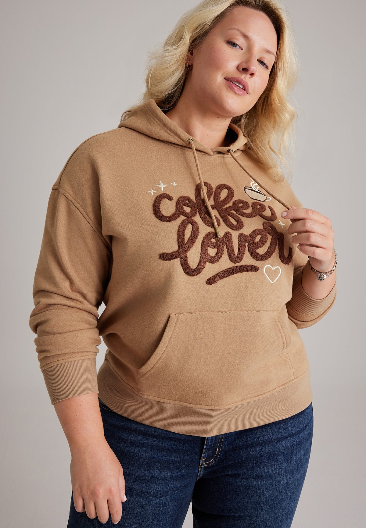 Plus Size Coffee Lover Graphic Hoodie