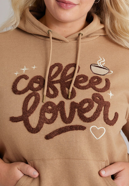 Plus Size Coffee Lover Graphic Hoodie