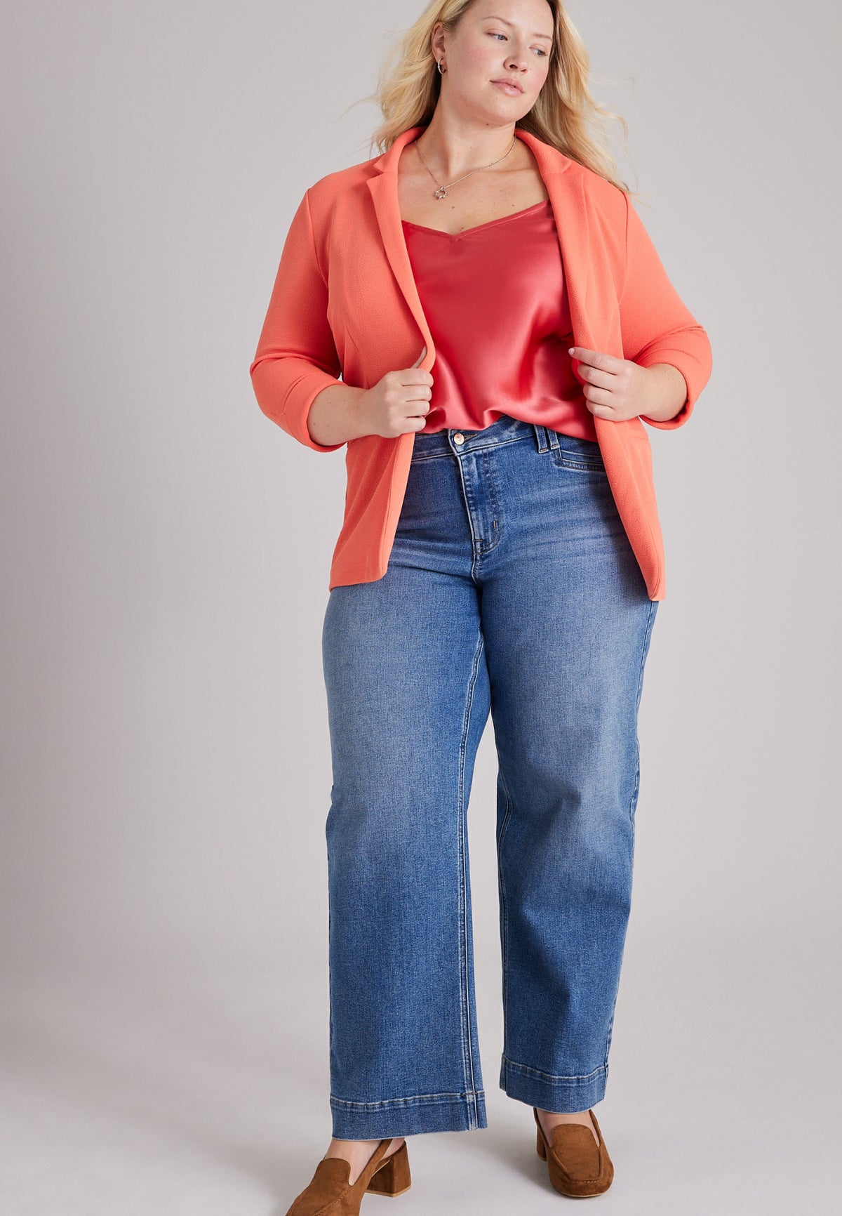 Plus Size Versa 3/4 Sleeve Open Front Blazer