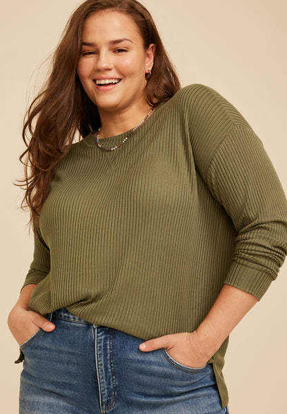 Plus Size 24/7 Cozy Rib Long Sleeve Top