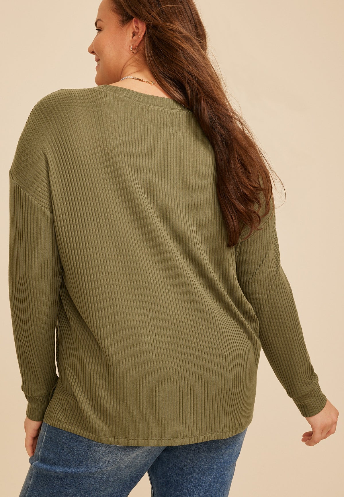 Plus Size 24/7 Cozy Rib Long Sleeve Top