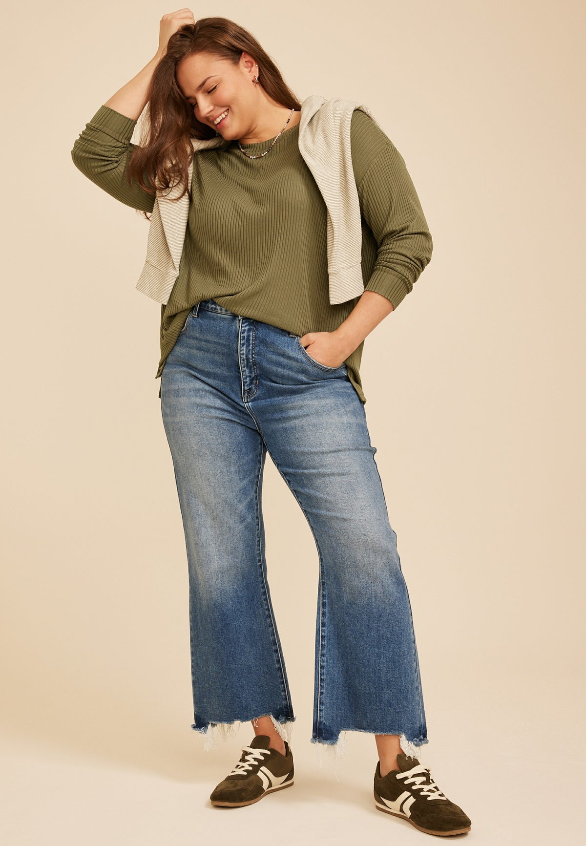 Plus Size 24/7 Cozy Rib Long Sleeve Top
