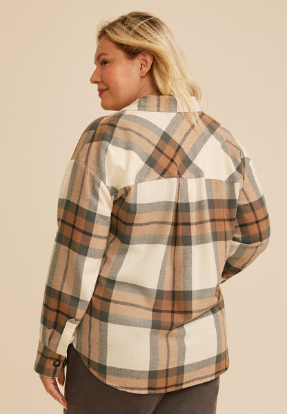 Plus Size Plaid Button Down Shirt