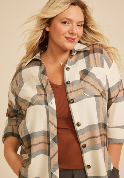 Plus Size Plaid Button Down Shirt