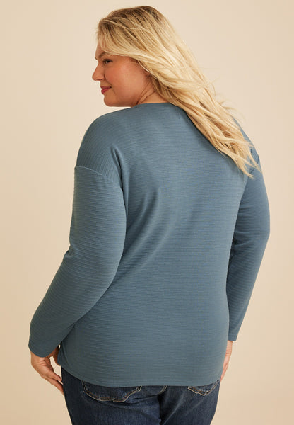 Plus Size 24/7 Ottoman Rib Long Sleeve Top