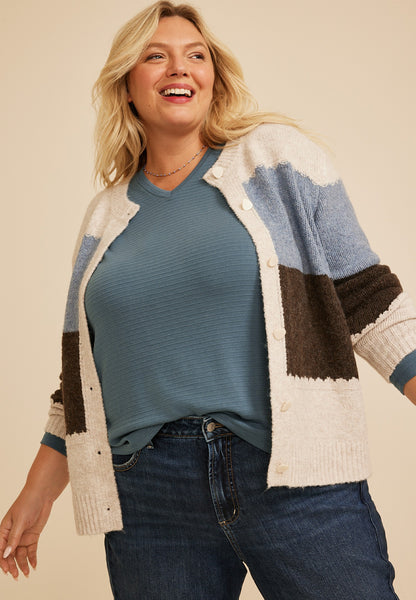 Plus Size 24/7 Ottoman Rib Long Sleeve Top