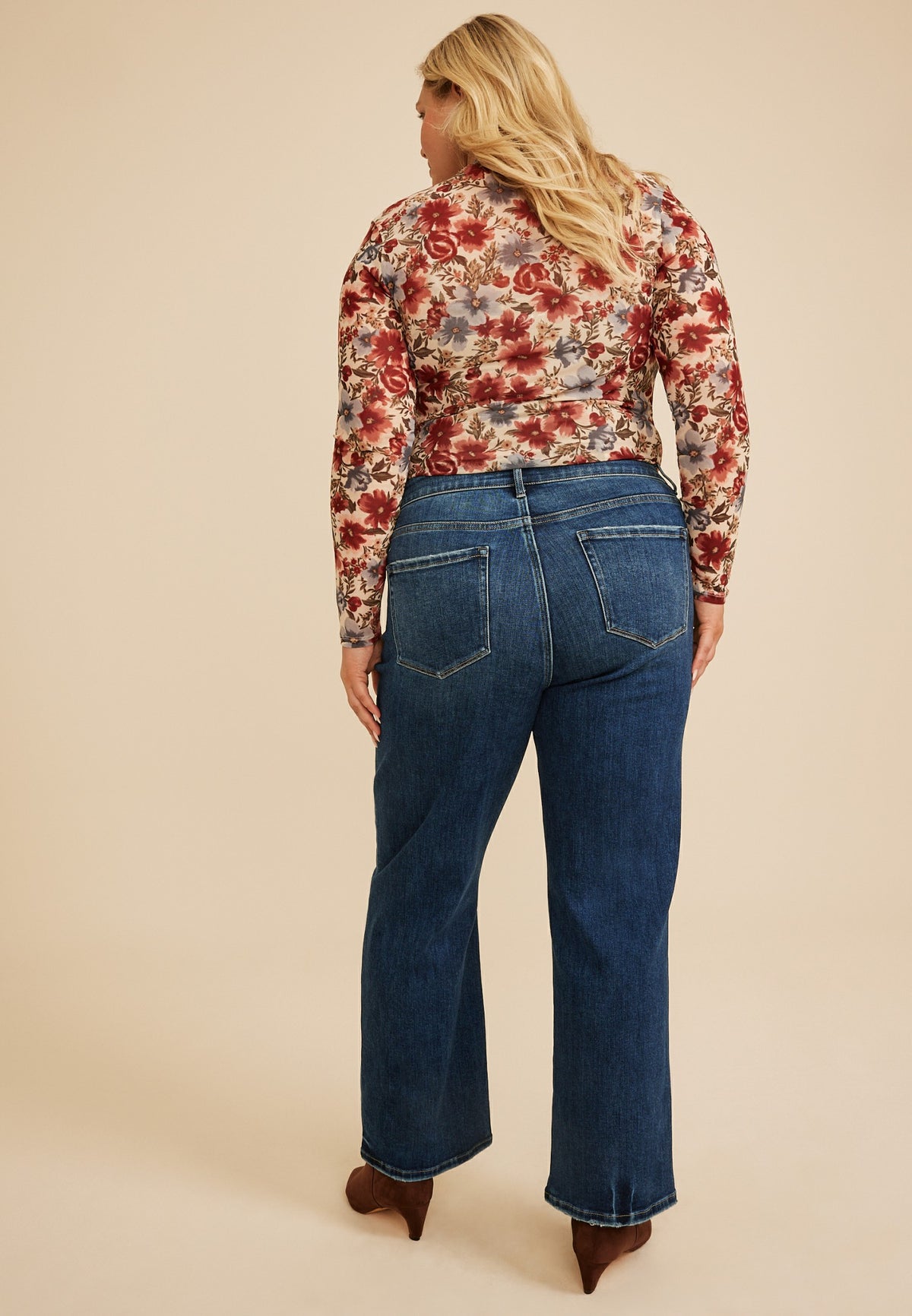 Plus Size Flying Monkey™ High Rise Slim Wide Leg Jean