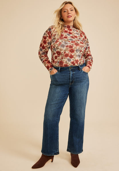 Plus Size Flying Monkey™ High Rise Slim Wide Leg Jean
