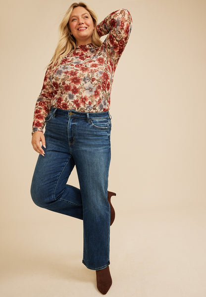 Plus Size Flying Monkey™ High Rise Slim Wide Leg Jean