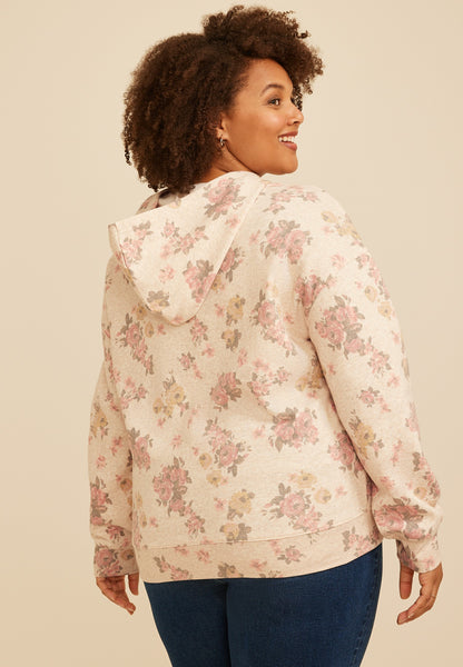 Plus Size Floral Print Hoodie