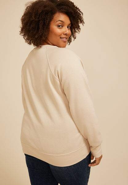 Plus Size Grateful Embroidered Sweatshirt