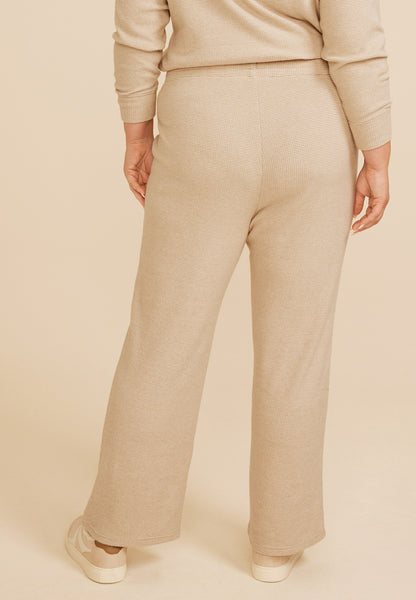 Plus Size Cozy Waffle High Rise Wide Leg Pants
