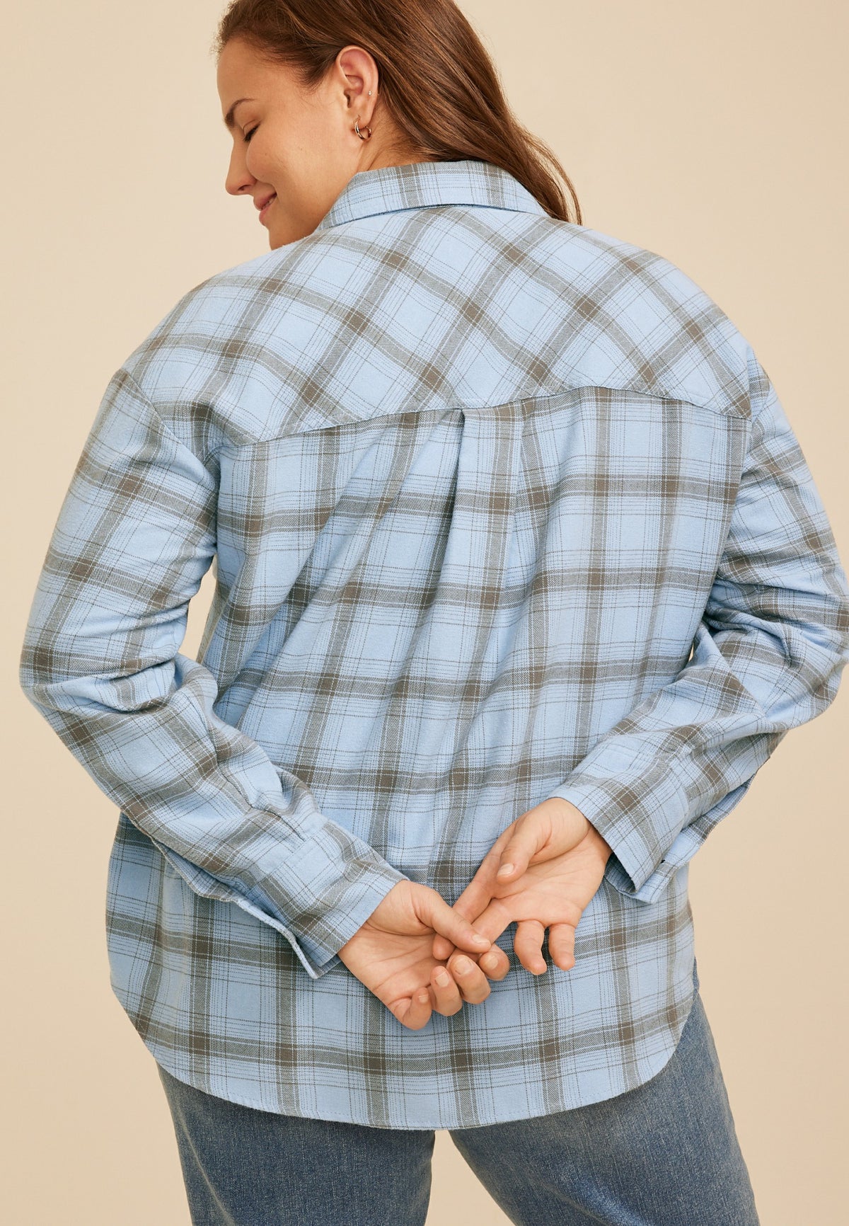Plus Size Plaid Button Down Flannel Shirt