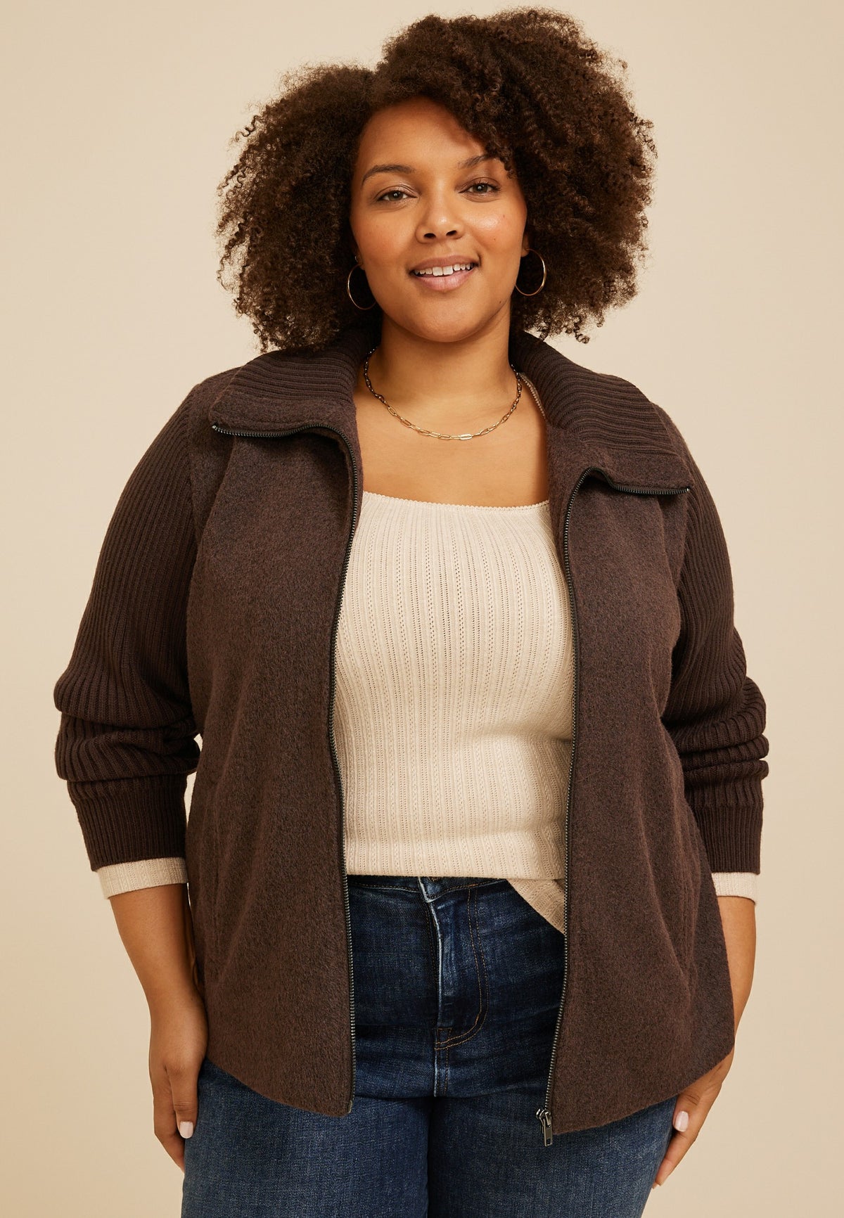 Plus Size Sweater Sleeve Jacket