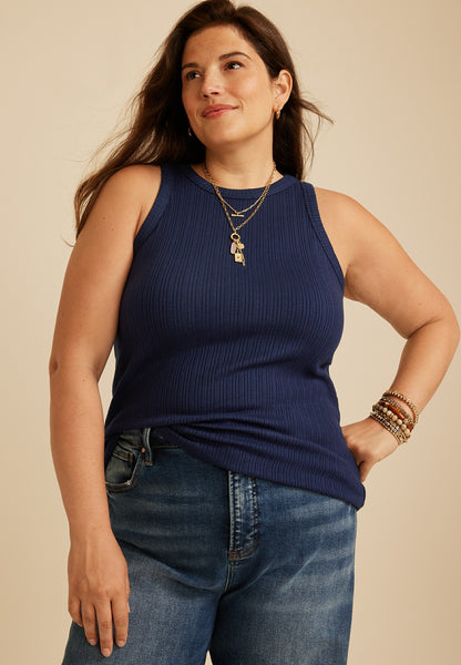 Plus Size 24/7 Cozy Variegated Ribbed Highline Tank Top