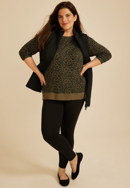 Plus Size 24/7 Dakota Animal Print Banded Hem Top