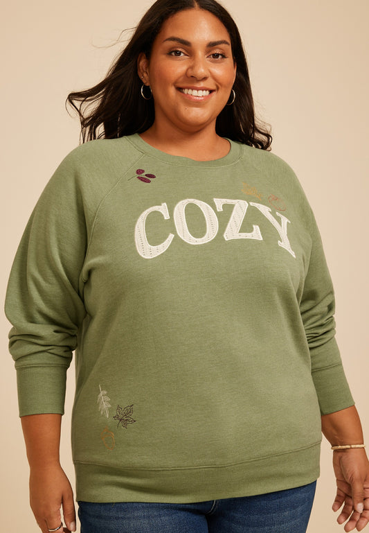 Plus Size Cozy Fall Crew Neck Sweatshirt