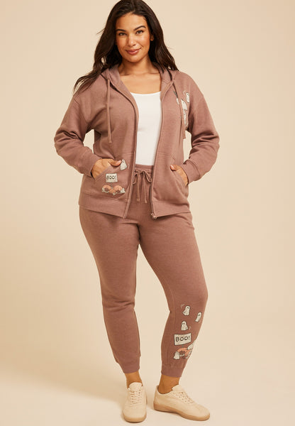Plus Size Snoopy Halloween Zip Front Hoodie