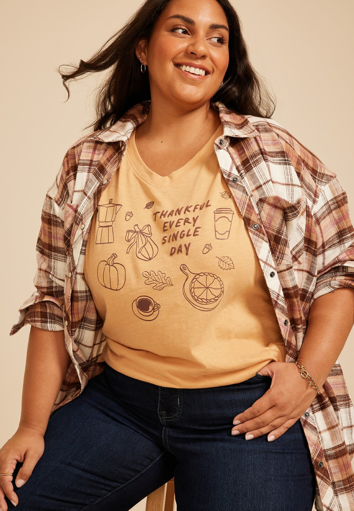 Plus Size Thankful Every Single Day Classic Fit Graphic Tee