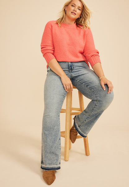 Plus Size Crew Neck Raglan Sweater