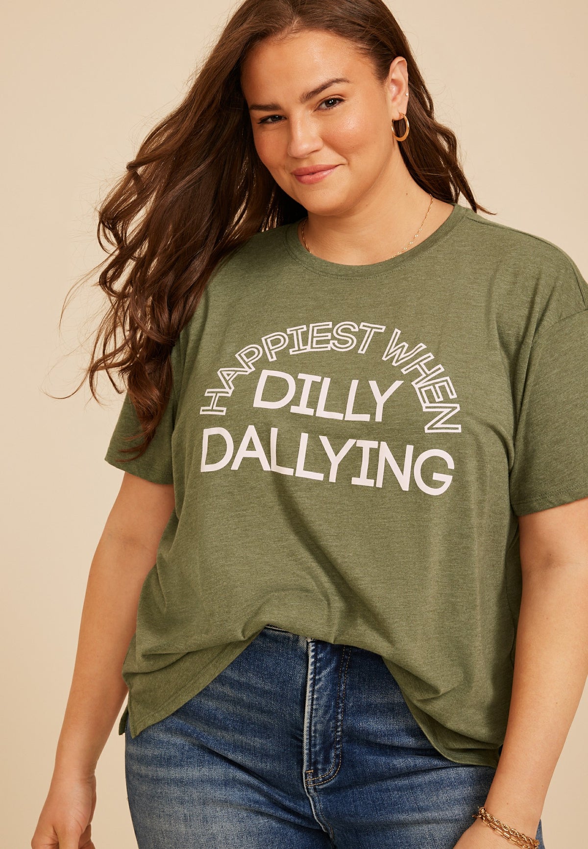 Plus Size Happiest When Dilly Dallying Vintage Fit Graphic Tee