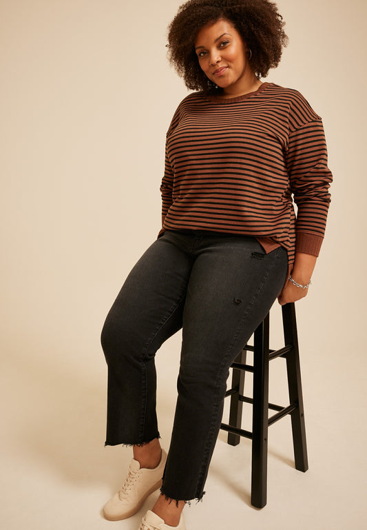 Plus Size Willowsoft Striped Sweatshirt