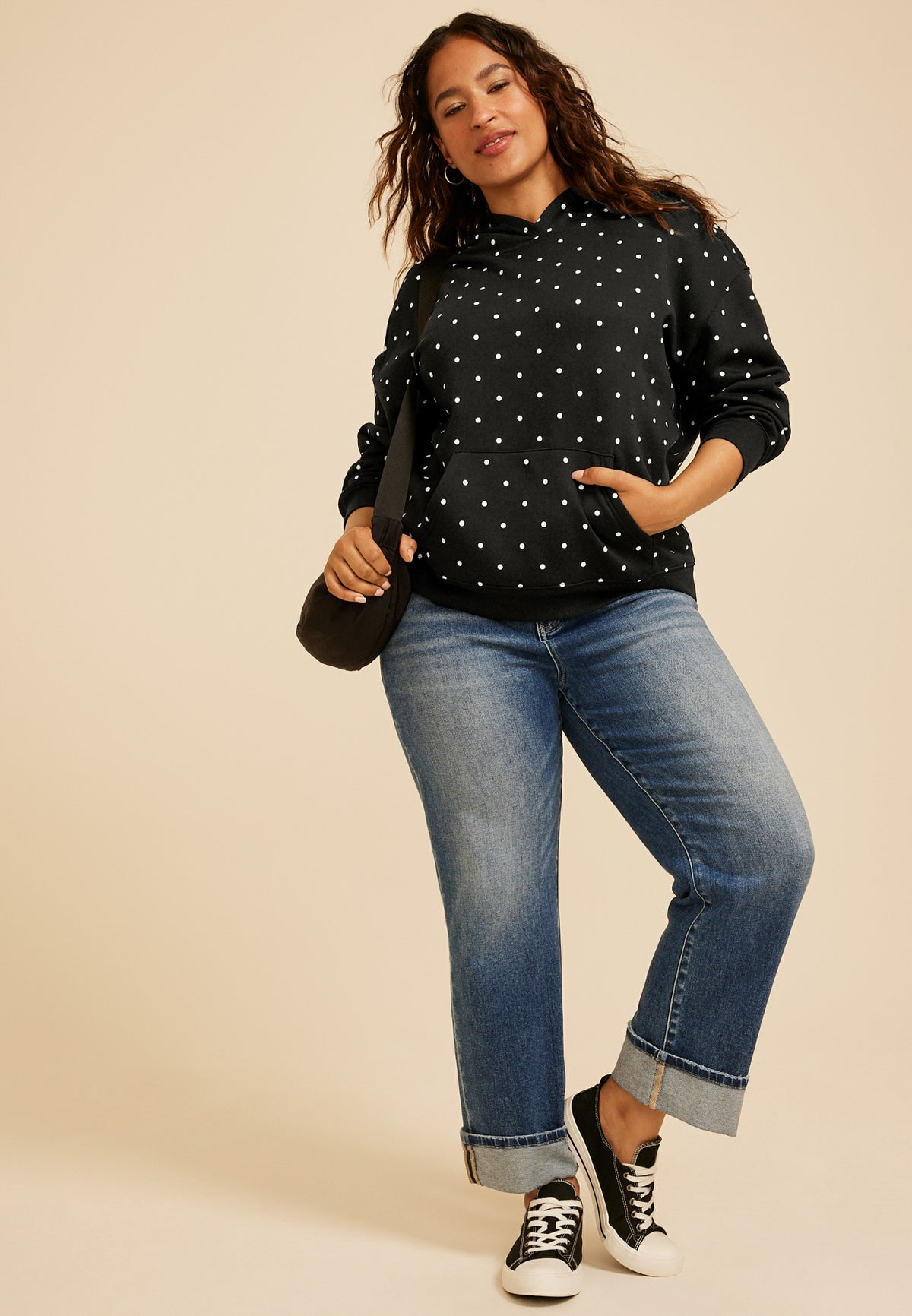 Plus Size Polka Dot Hoodie