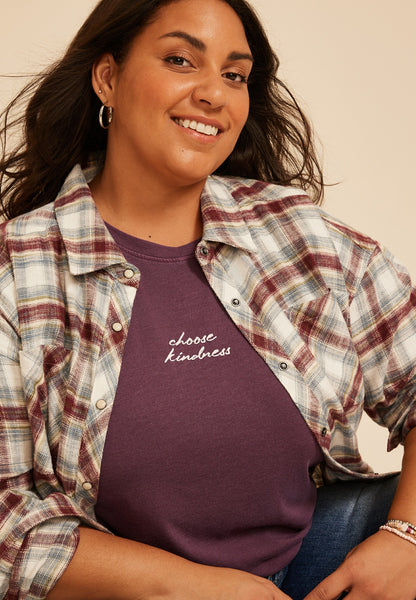 Plus Size Choose Kindness Embroidered Classic Fit Graphic Tee