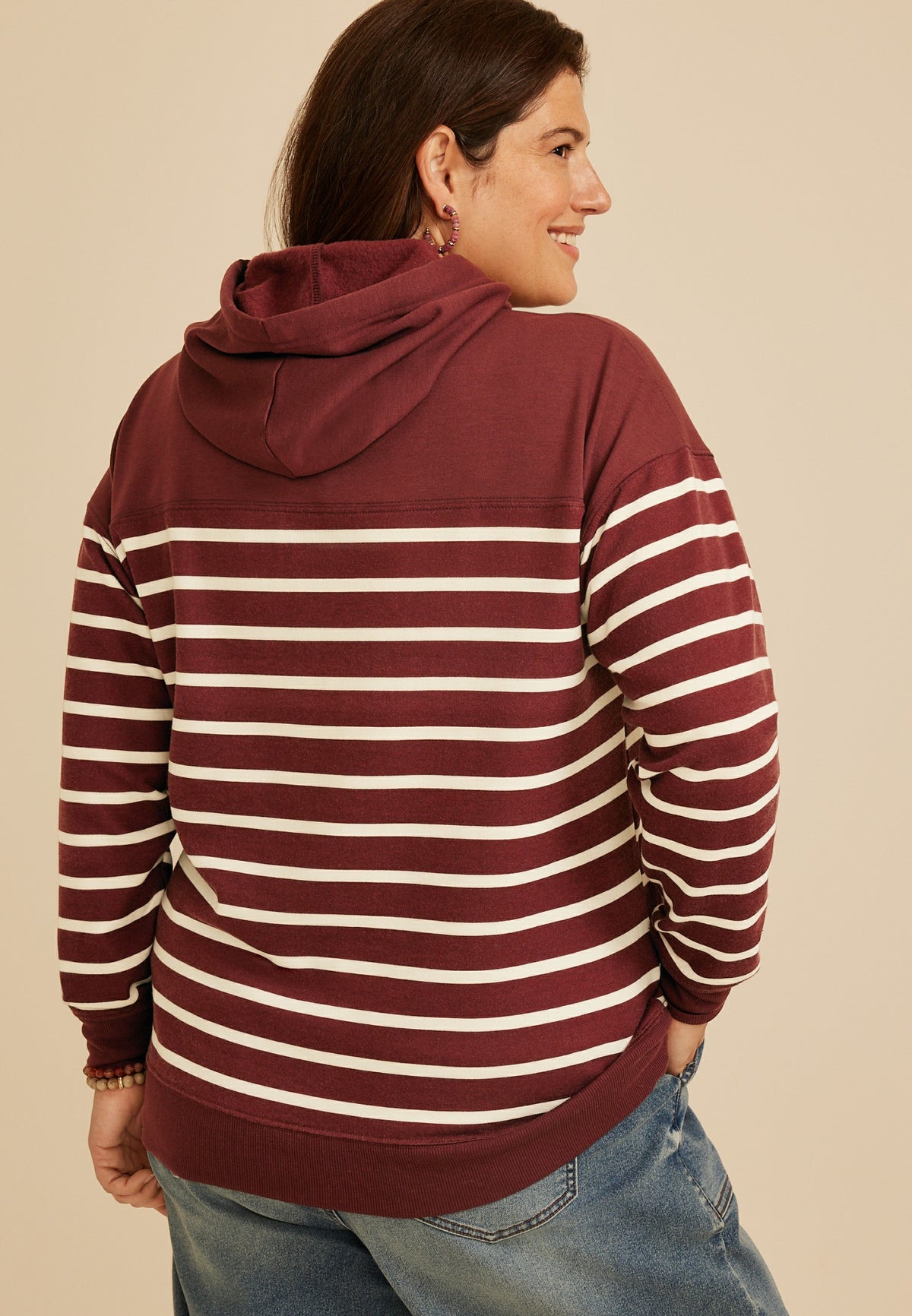 Plus Size Homeward Striped Hoodie