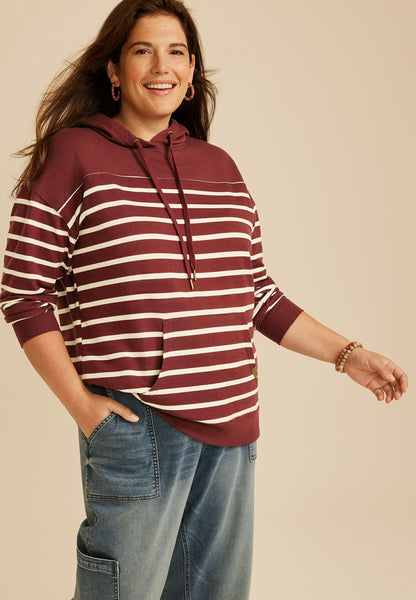 Plus Size Homeward Striped Hoodie